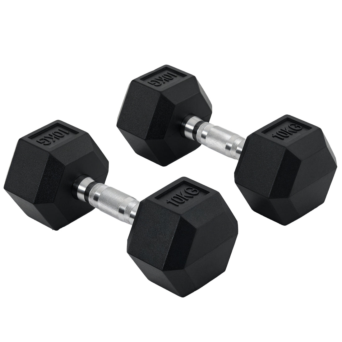 Set 2 Manubri Esagonali da 10kg in Metallo e Gomma per Workout in Palestra, Casa e Ufficio, Nero