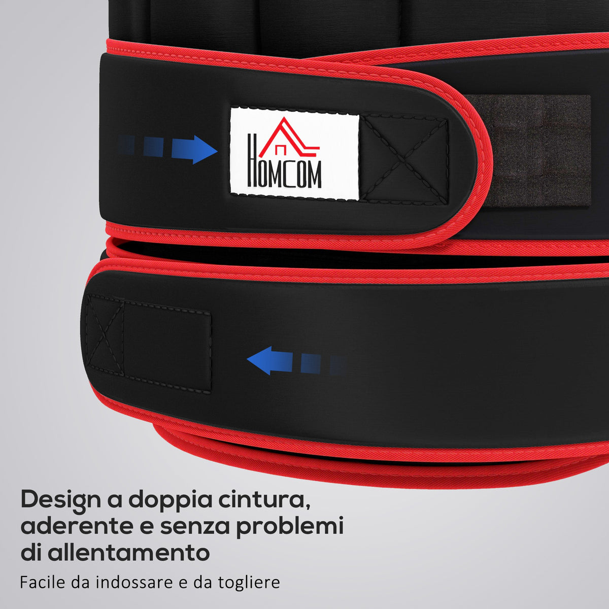 Giubbotto Zavorrato 20kg Unisex 38 Pesi Singoli, Imbottitura, Chiusure, Nero e Rosso