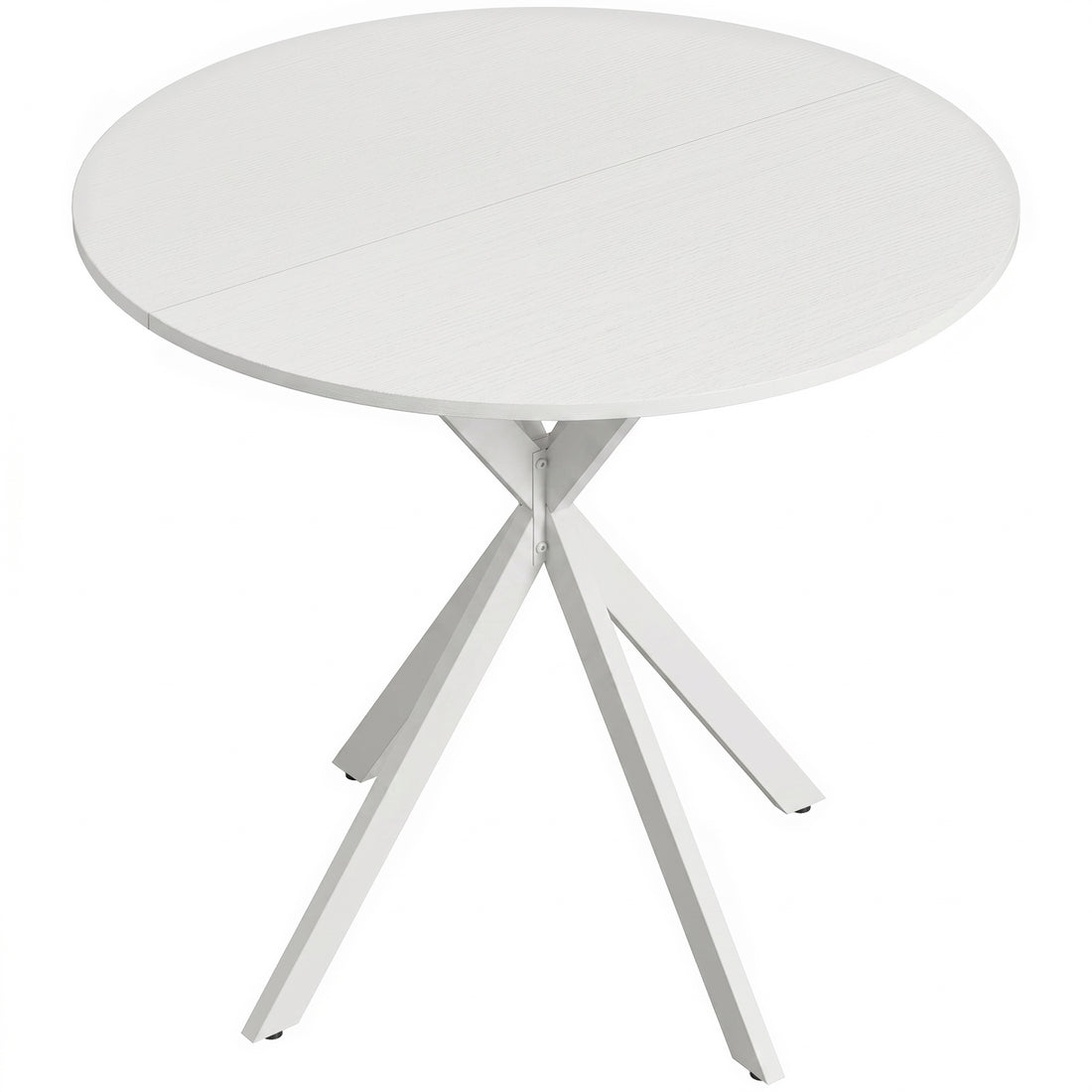 Tavolo da Pranzo Rotondo Stile Industriale con Gambe a Croce in Acciaio, 80x75 cm, Bianco