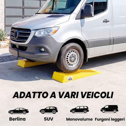 Set 2 Rampe di Carico in Plastica per Auto con Capacità 3 Tonnellate e Superficie Antiscivolo, Giallo