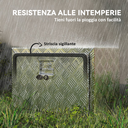 Cassetta degli Attrezzi da 76L in Alluminio con Serratura, 2 Chiavi e Maniglia Laterale, 60.9x35.5x40.6 cm, Argento
