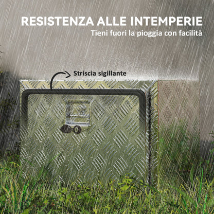 Cassetta degli Attrezzi da 76L in Alluminio con Serratura, 2 Chiavi e Maniglia Laterale, 60.9x35.5x40.6 cm, Argento