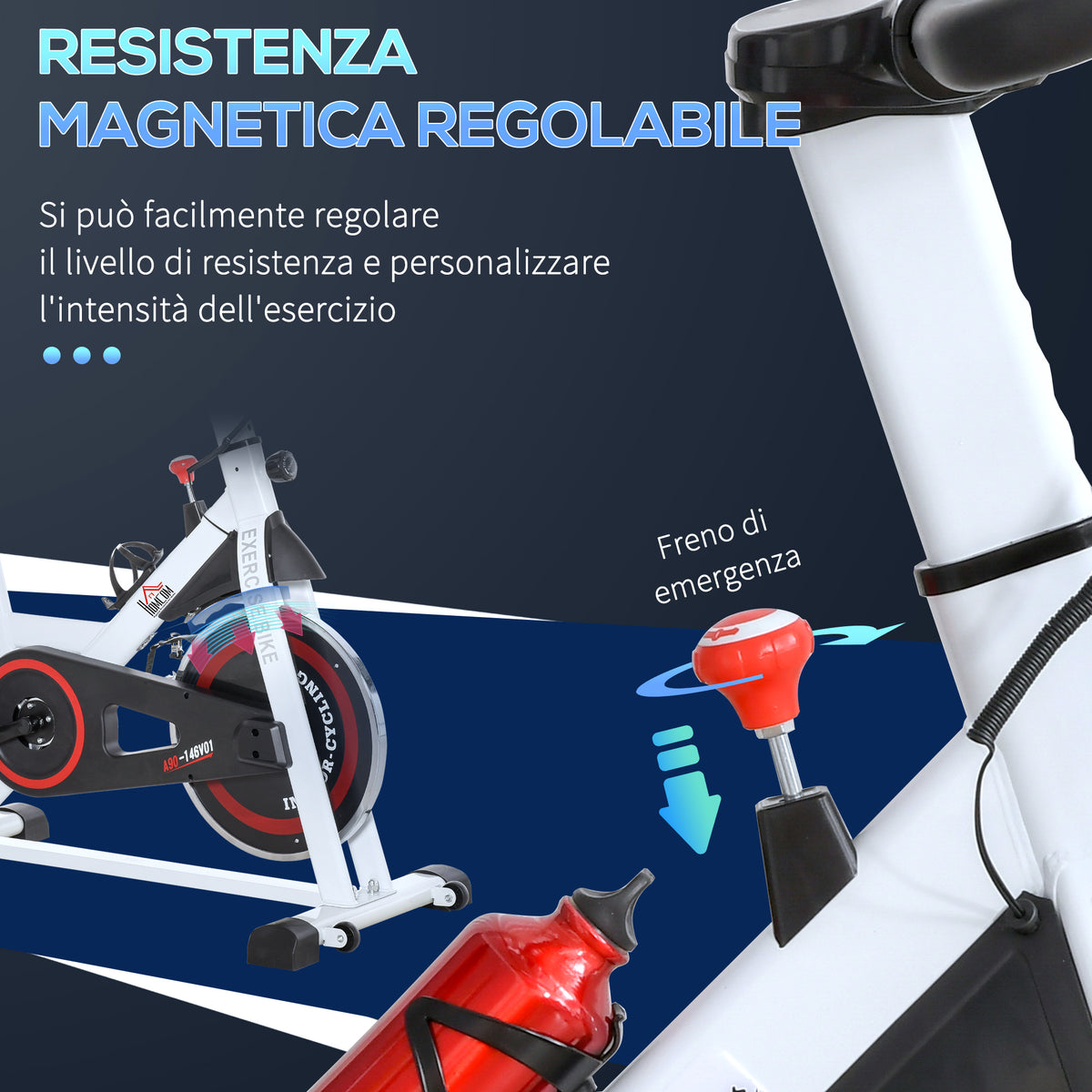 Cyclette Professionale, Bici da Spinning,Cyclette da Camera Regolabile con Schermo LCD e Portabicchieri, Volano 8kg, Bianco