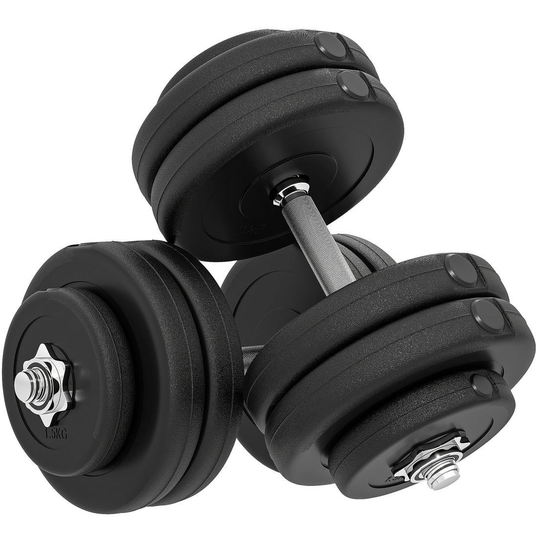 Set 12 Manubri Palestra da 50kg (8x5kg, 4x1.5kg), in Acciaio e Plastica PE, Nero