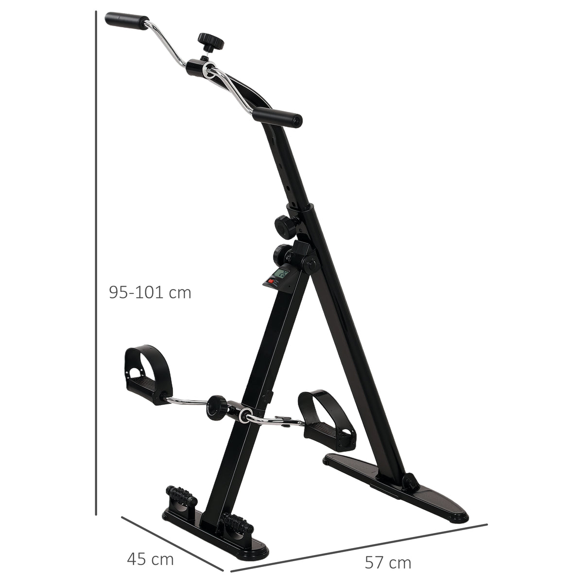 Cyclette per Riabilitazione Gambe e Braccia Pieghevole, Schermo LCD e Altezza Manubrio Regolabile, Nero