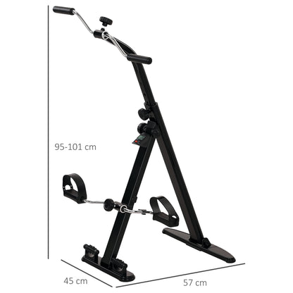 Cyclette per Riabilitazione Gambe e Braccia Pieghevole, Schermo LCD e Altezza Manubrio Regolabile, Nero