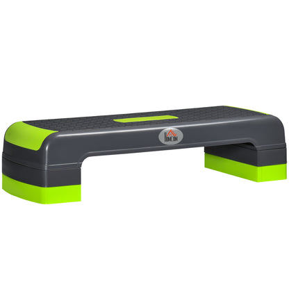 Step Fitness per Aerobica Antiscivolo e Regolabile su 3 Altezze, in PP, 78x28x10/15/20 cm, Verde e Grigio