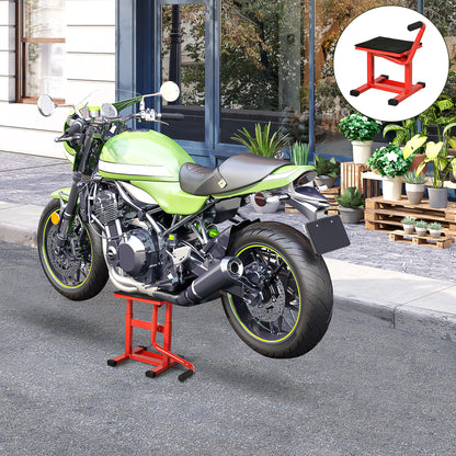 Cavalletto Alzamoto in Acciaio max 150kg con Superficie in Gomma e Manovella, 48x34x43 cm, Rosso
