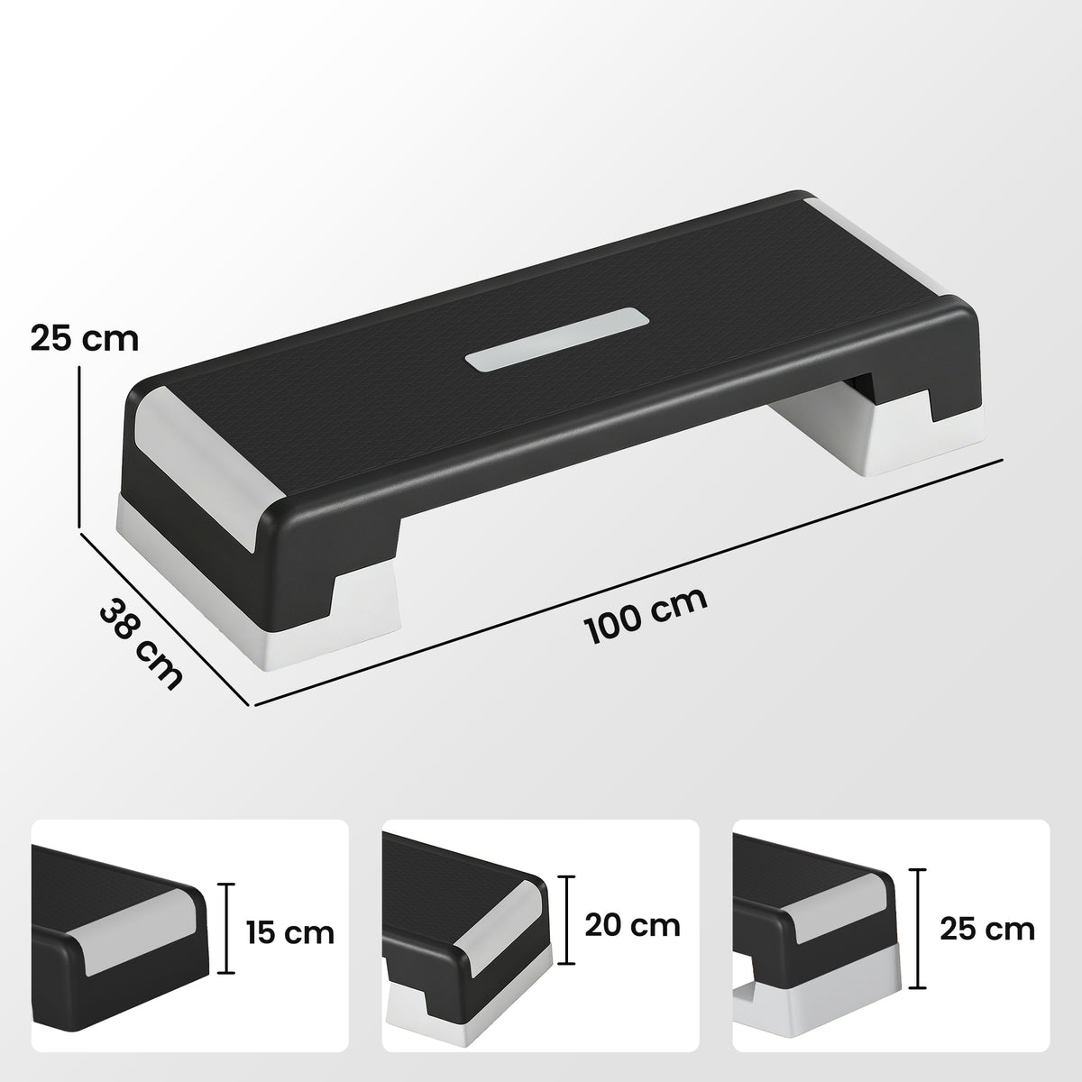 Stepper Aerobico Regolabile, Altezza 15/20/25 cm con Supporti