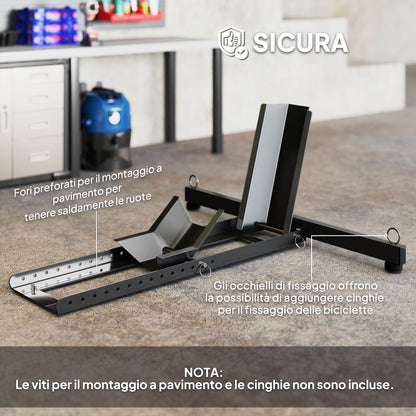 Cavalletto Bloccaruote per Moto, Staffa Regolabile su 14 Livelli per Ruote 34-84 cm, Nero