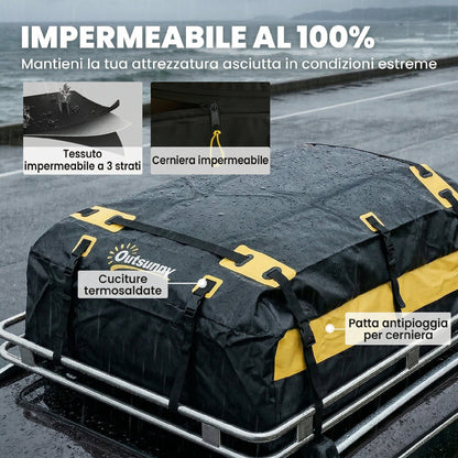 Portabagagli da Tetto 595 Litri Impermeabile, Borsa per Auto, Giallo