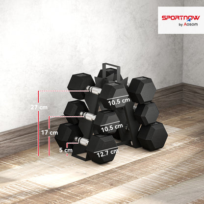 Set di Manubri Palestra con Supporto in Metallo con Impugnatura Antiscivolo, 2x4kg, 2x6kg, 2x8kg, Nero