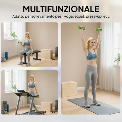 Set 4 Manubri Multiusi Esagonali da 20 kg Totali in Acciaio e PU da 1 a 4kg, Multicolore