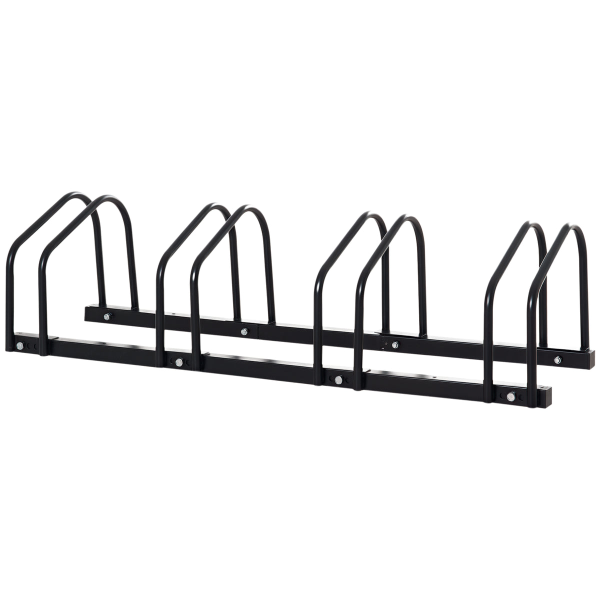 Rastrelliera Portabiciclette Parcheggio per 4 Biciclette in Acciaio, 110x33x27 cm, Nero
