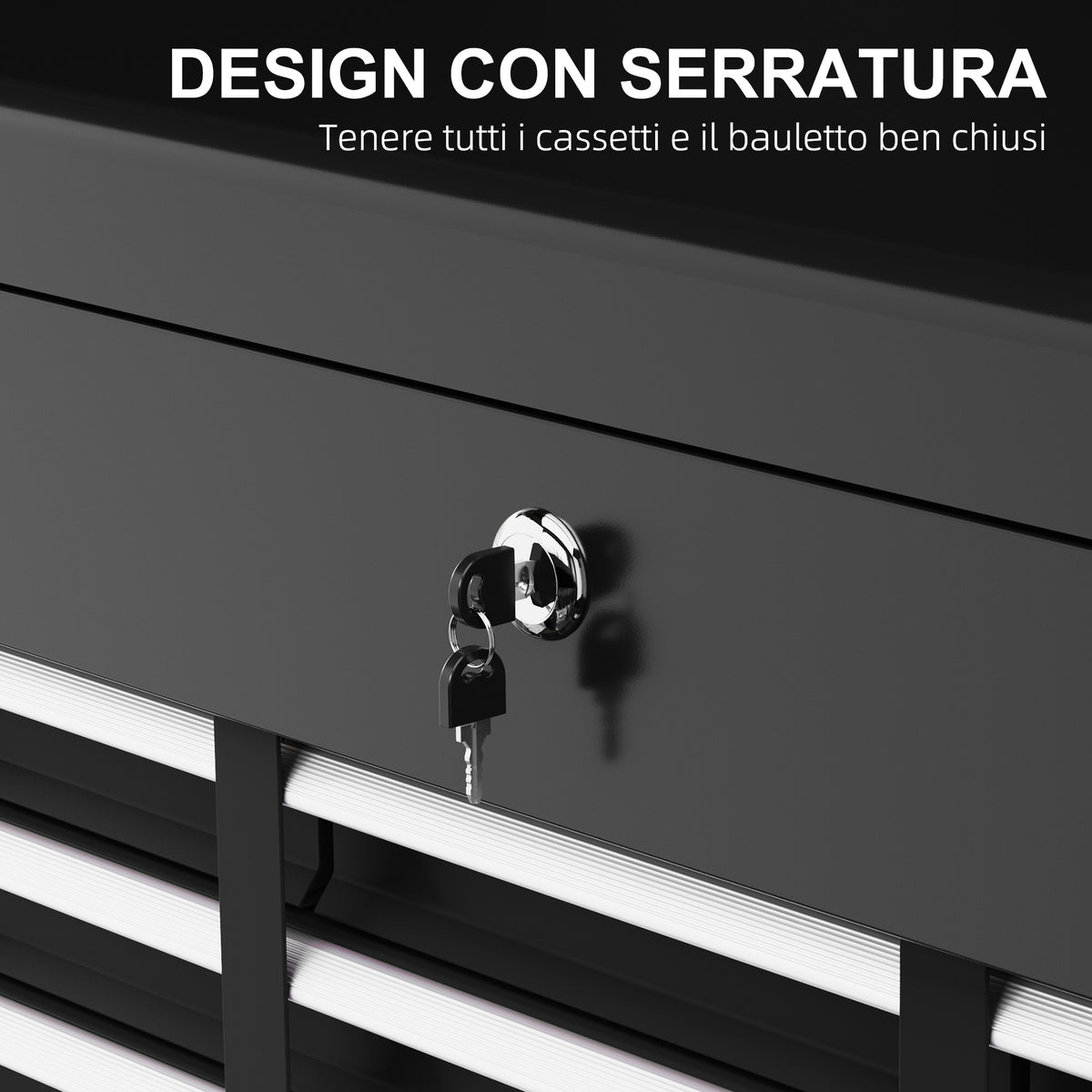 Cassetta per Attrezzi a 6 Cassetti in Acciaio con Serratura, 60x26x34cm, Nero