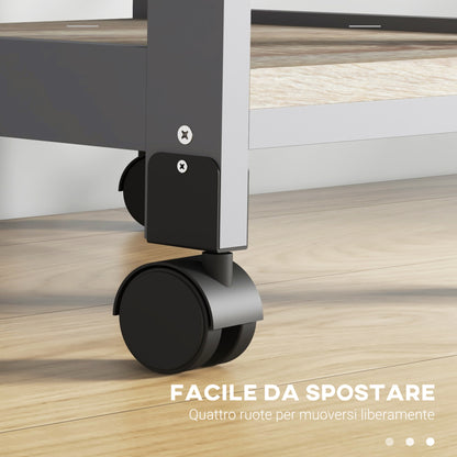 Carrello da Cucina con Cassetto, 2 Vassoi Estraibili e Ripiano Fisso, in Legno di Pino e MDF, 37x37x76 cm