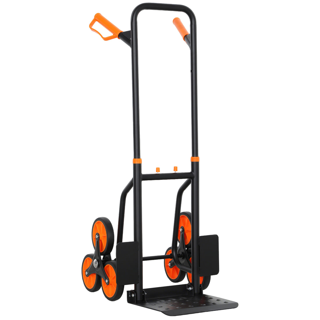 Carrello Portapacchi per Scale 6 Ruote, Pieghevole, Portata 120kg, in Acciaio, per Trasloco, Giardinaggio, Arancione