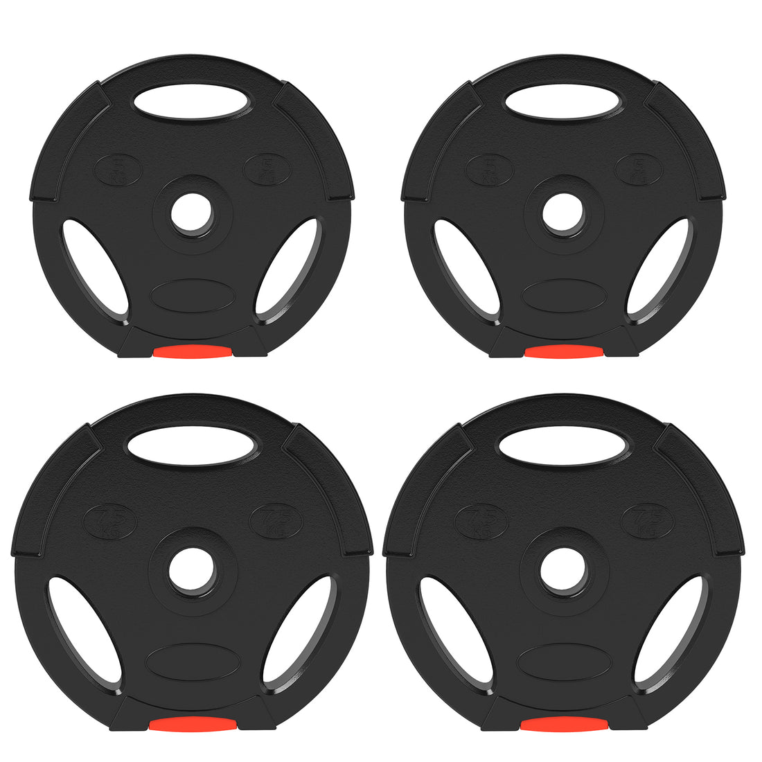 Kit Pesi con 2 Dischi da 7.5 kg e 2 Dischi da 5 kg in Polipropilene e Sabbia, 30x5.5 cm e 27x4.5 cm, Nero