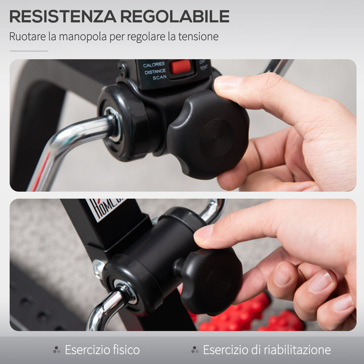 Pedaliera per Braccia e Gambe con Schermo LCD, Altezza e Resistenza Regolabile, 56x44-56x75-97 cm