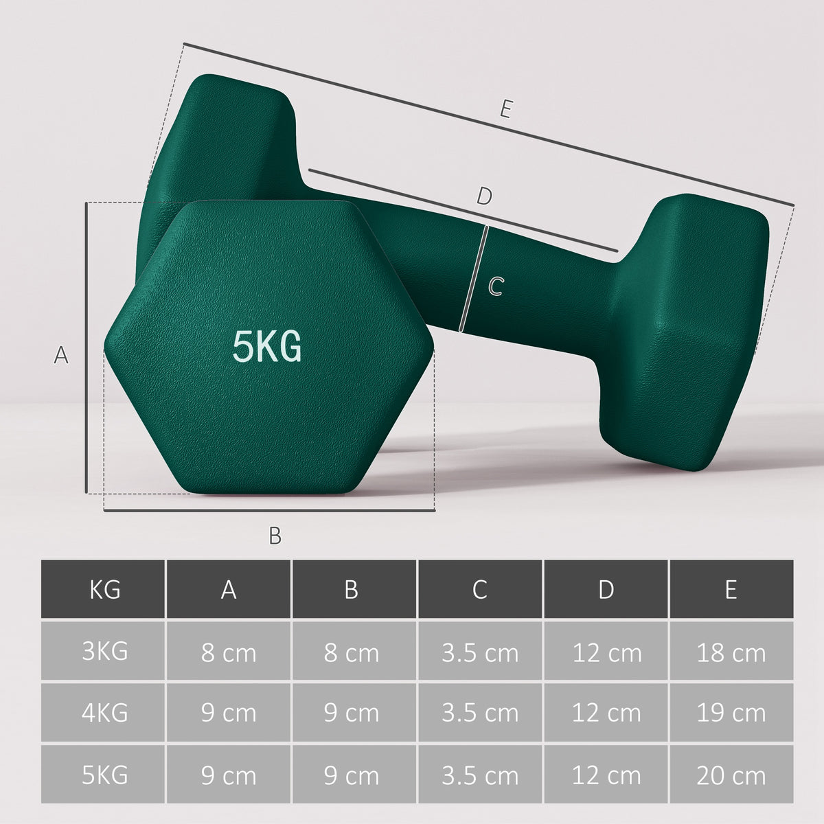 Set Manubri con Supporto, 3 Coppie di Pesi da 2 x 3 kg, 2 x 4 kg, 2 x 5 kg, Multicolore