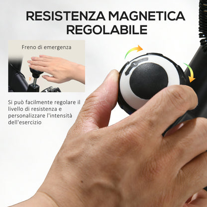 Cyclette da Casa con Volano da 8 kg e Schermo LCD, in Acciaio e ABS, 103x53x100-114 cm, Rosso e Nero