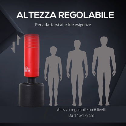 Sacco da Boxe da Terra Pesante con Altezza Regolabile (145-172cm) , Sacco da Boxe Pieno Base da Riempire con Acqua (100kg) Sabbia (120kg)