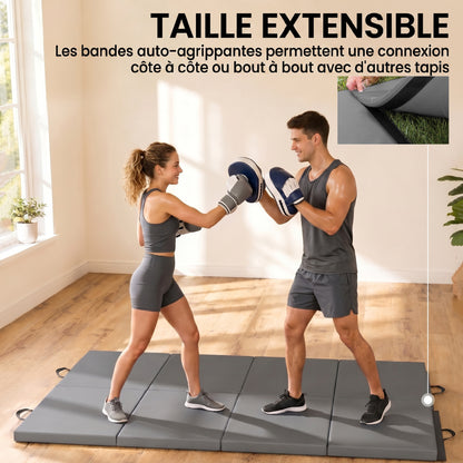 Tappetino da Ginnastica Pieghevole, Materassino Fitness Spesso 5 cm e Antiscivolo, 180x80x5 cm, Grigio