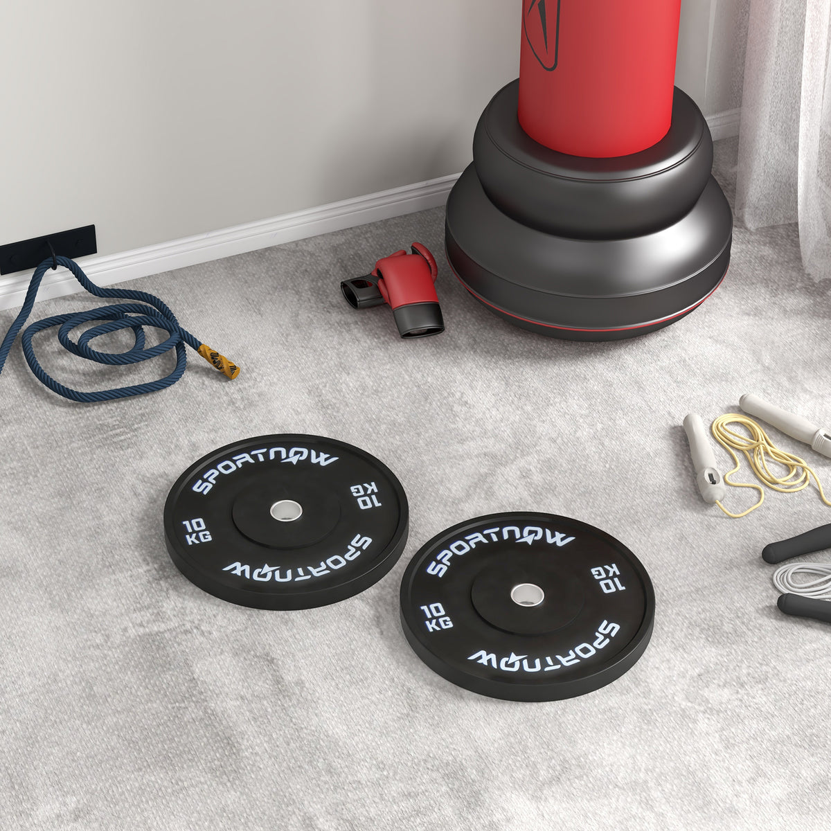 Set di 2 Dischi Palestra da 10kg per Bilanciere e Manubri con Attacco 5cm, Nero