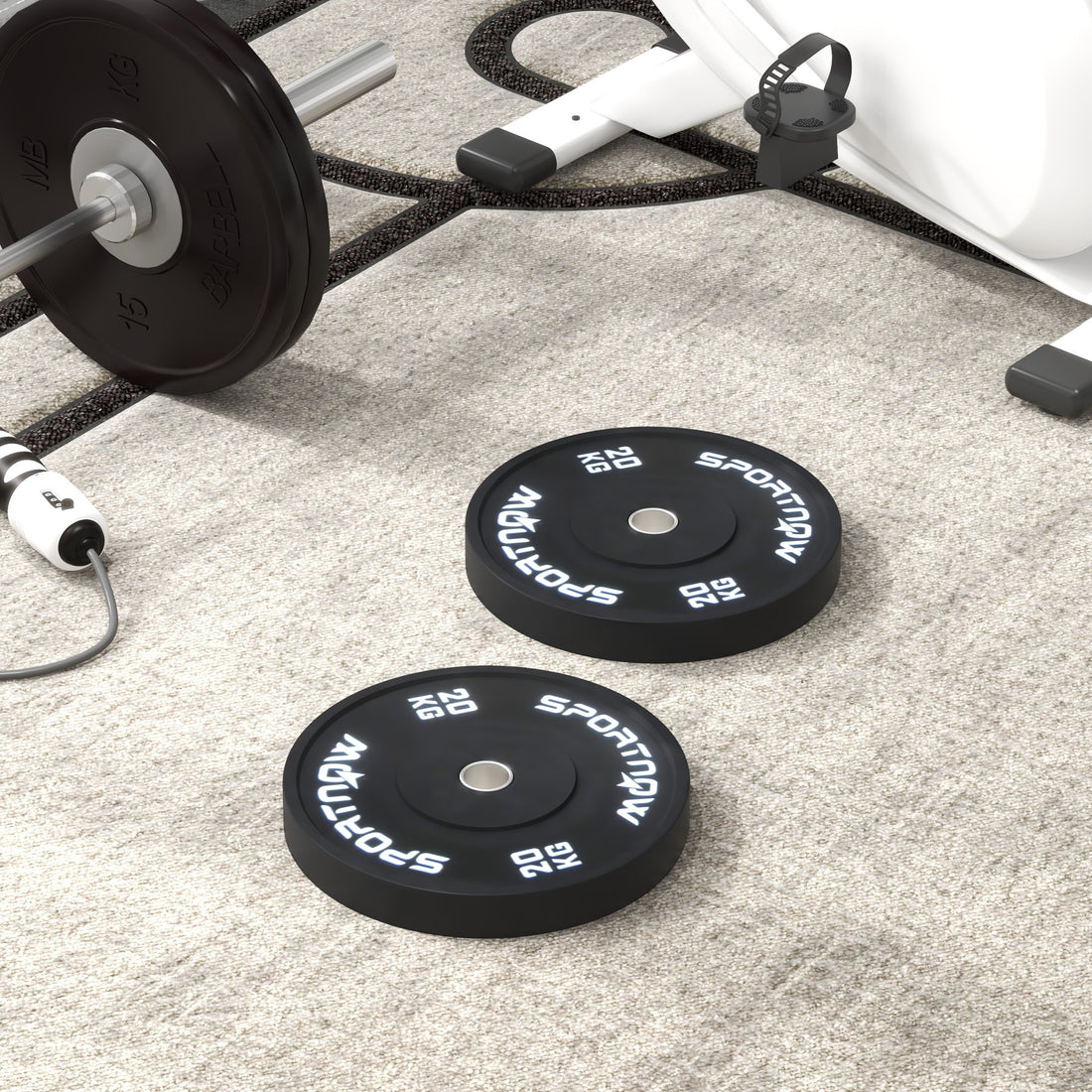 Set di 2 Dischi Palestra da 20kg per Bilanciere e Manubri con Attacco 5cm, Nero