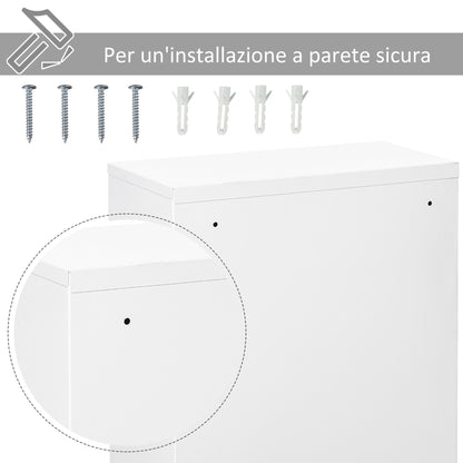 Armadietto Medicinali a 3 Livelli in Acciaio con 2 Chiavi e Montaggio a Parete, 40x18x60 cm, Bianco