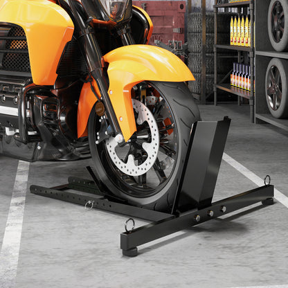 Cavalletto Bloccaruote per Moto, Staffa Regolabile su 14 Livelli per Ruote 34-84 cm, Nero