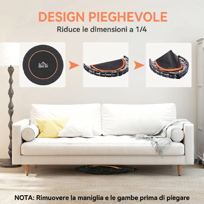 Mini Trampolino Fitness 114 cm Pieghevole con Manubrio Regolabile in Altezza, Arancione e Nero
