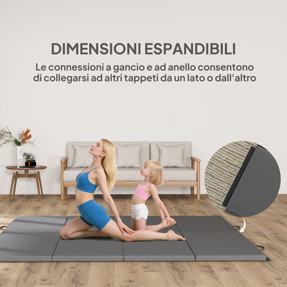 Tappetino da Ginnastica Pieghevole, Materassino Fitness Spesso 5 cm e Antiscivolo, 240x120 cm, Grigio
