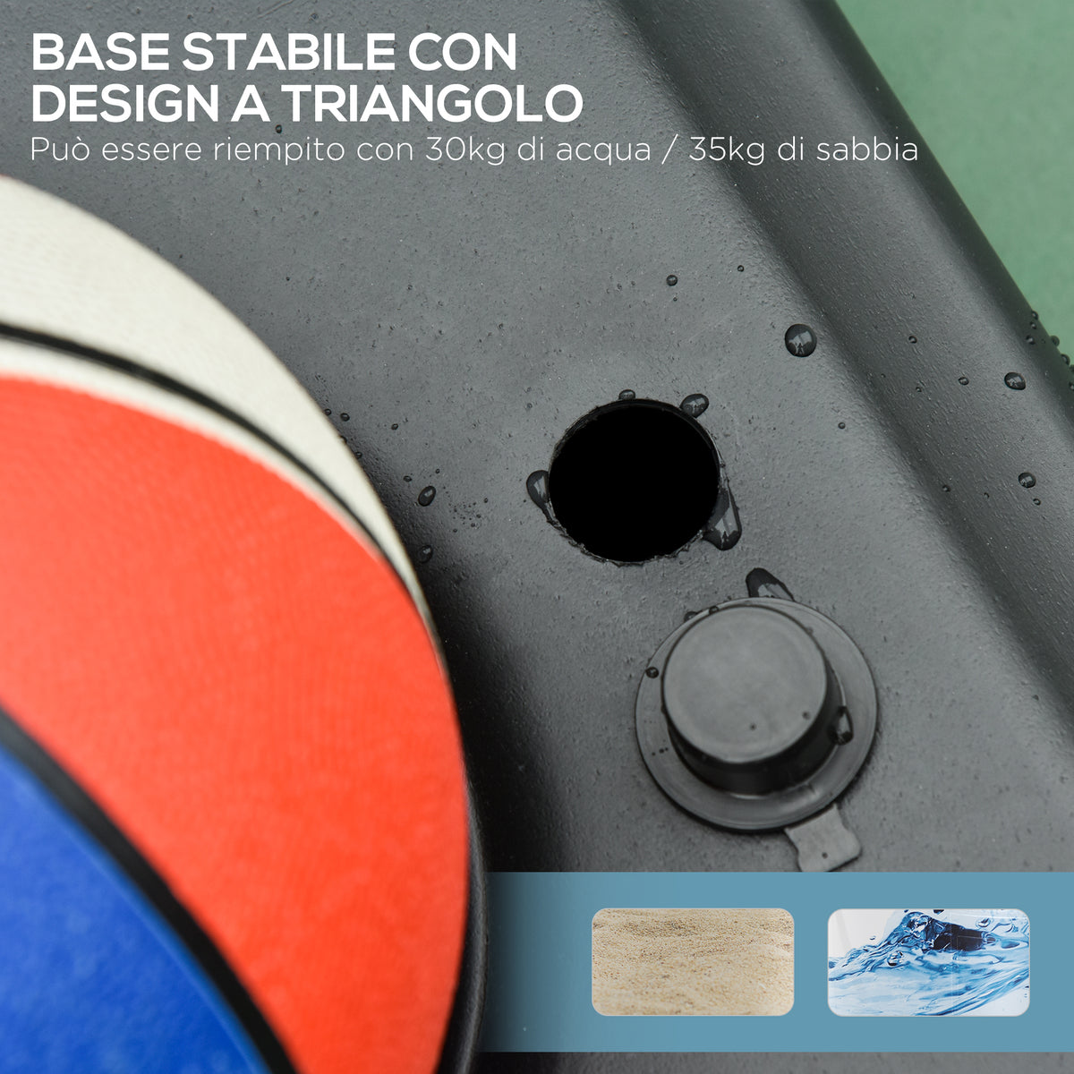 Canestro da Basket da Esterno con Supporto e Altezza Regolabile in Acciaio, 73x49x194-249 cm