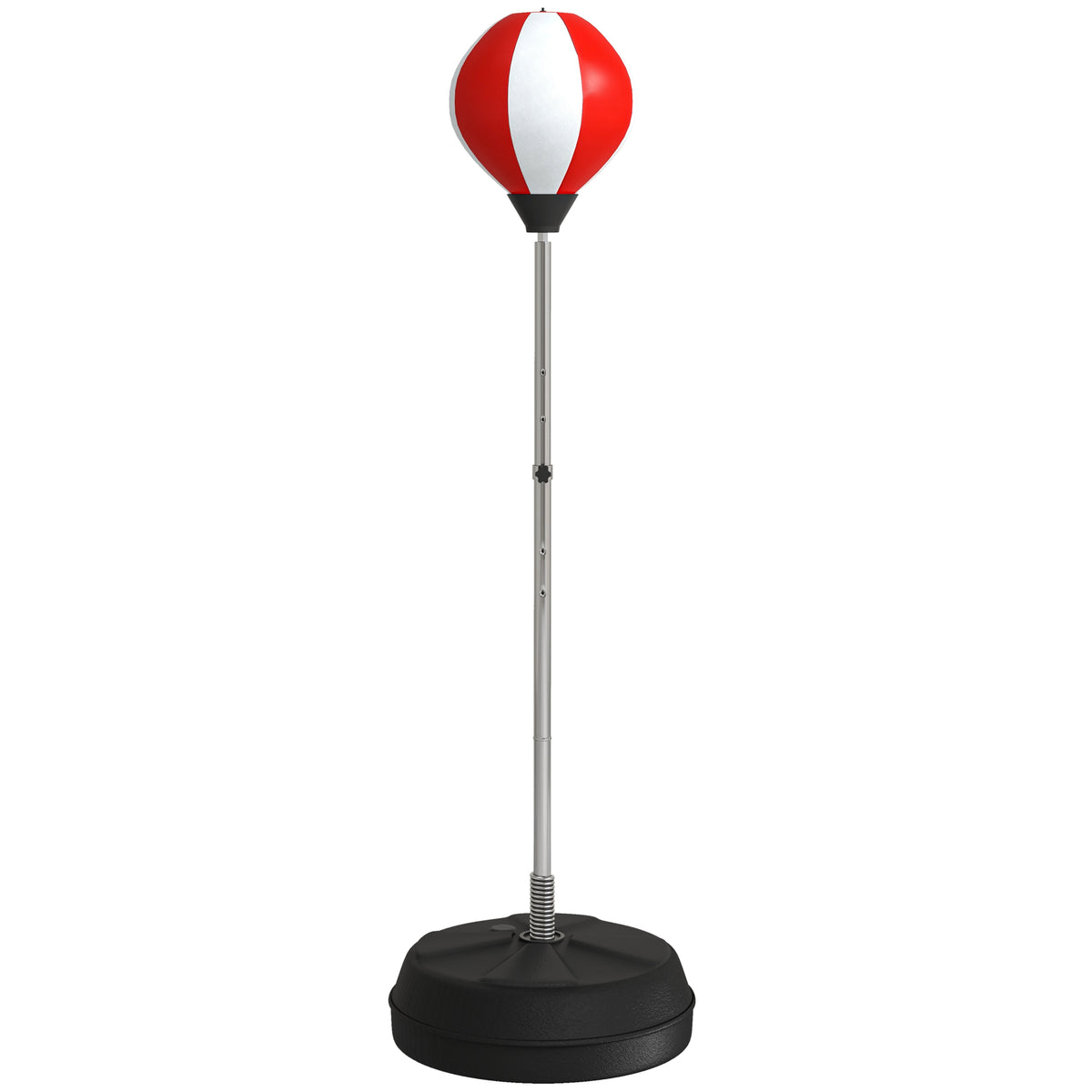 Punching Ball da Terra ad Altezza Regolabile con Guantoni e Base Riempibile, 43x43x126-144 cm, Rosso e Bianco