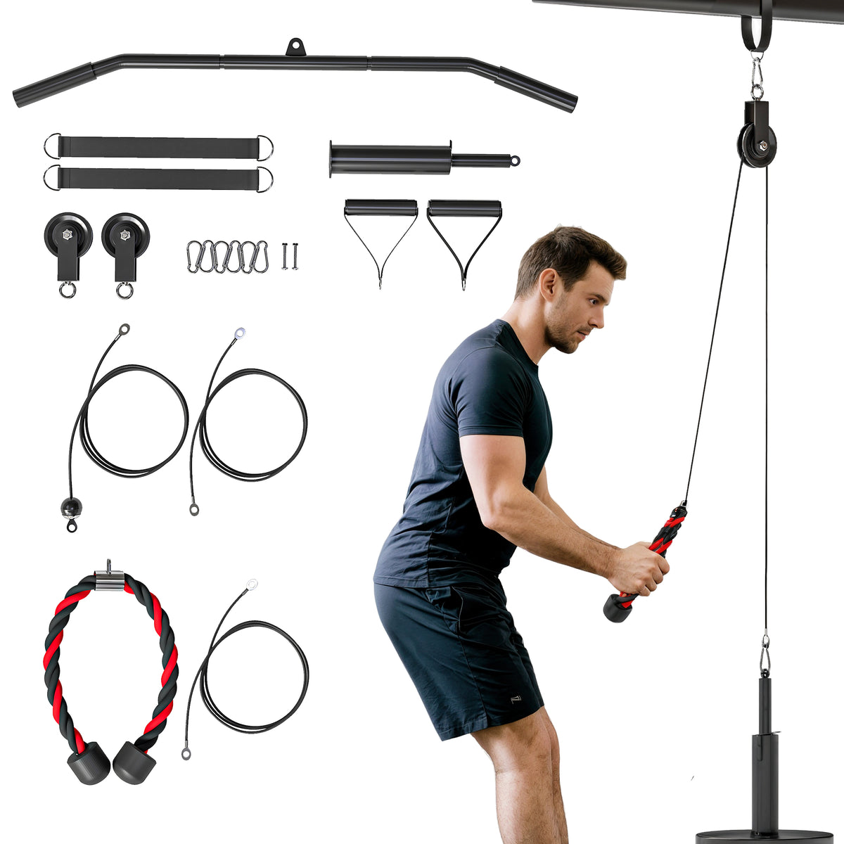 Pulley Machine Home Gym e Puleggia LAT Machine, Attacco per Dischi Pesi Universali e Accessori