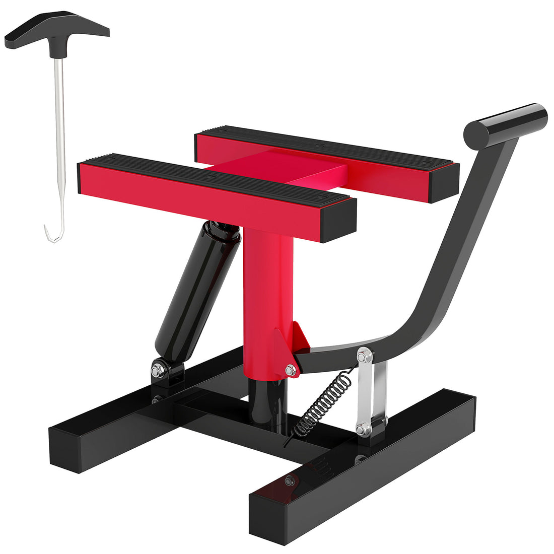 Cavalletto Alzamoto in Acciaio Capacità 150kg, Altezza Regolabile e Piano Antiscivolo, Rosso