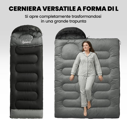 Sacco a Pelo Singolo per Adulti, Leggero e Compatto, 75x215 cm, Nero