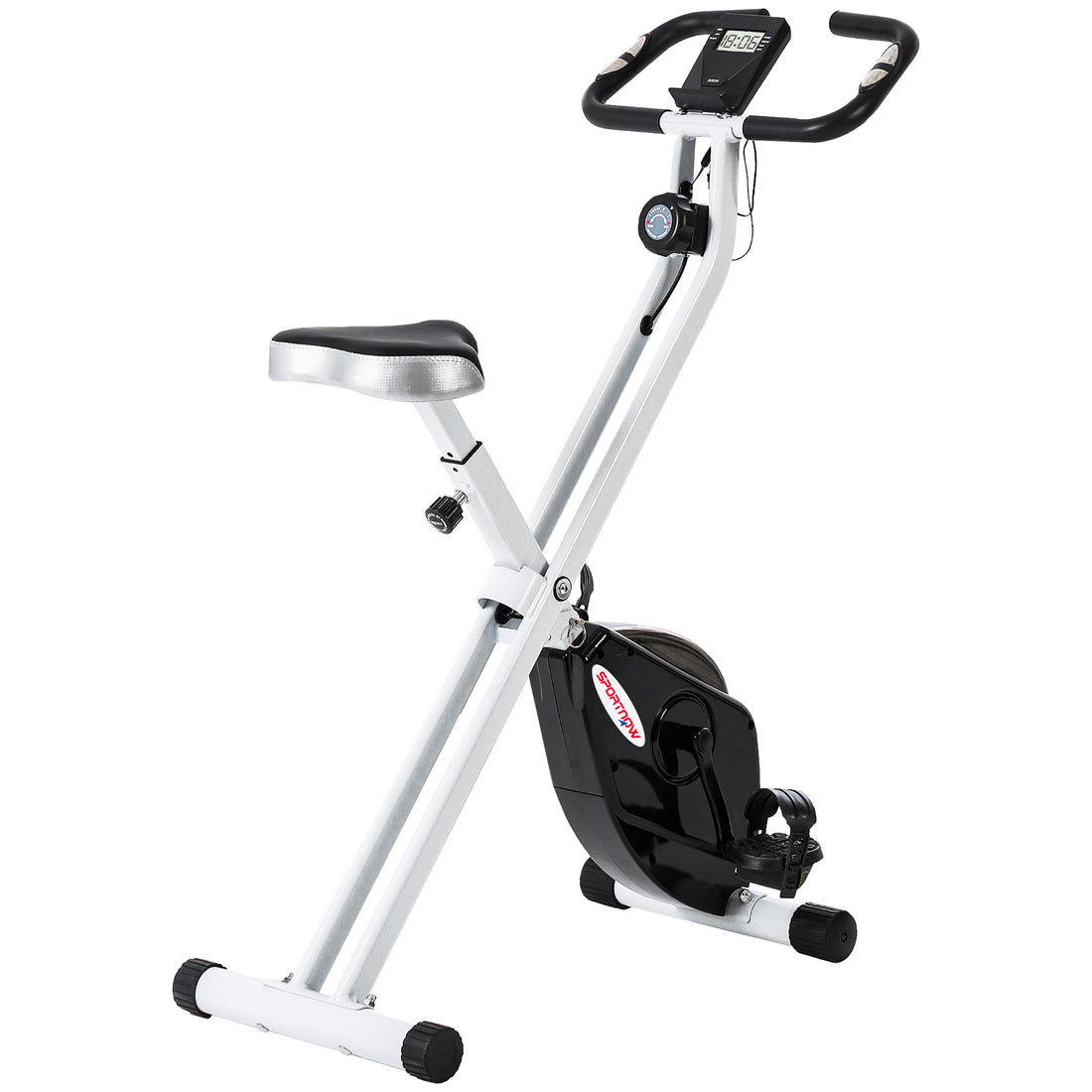 Cyclette Pieghevole Magnetica 8 Livelli, Display LCD, Rotelle e Sellino Regolabile, Nero