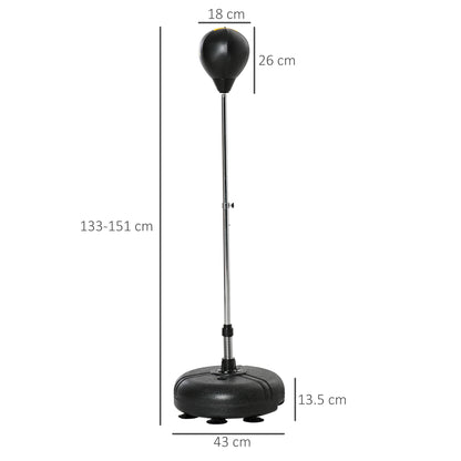 Sacco da Boxe ad Altezza Regolabile, Guanti Inclusi, in PE e Metallo, 45x45x133-151cm, Oro