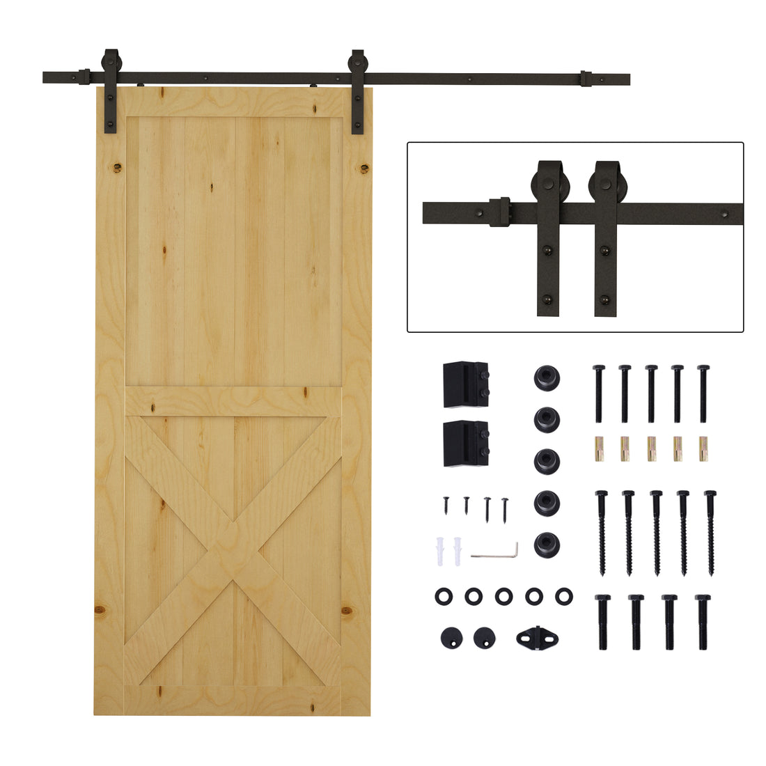 200cm Binario per Porta Scorrevole Kit Accessori con Binario e Rulli Portata 100kg Acciaio al Carbonio 20040.6cm