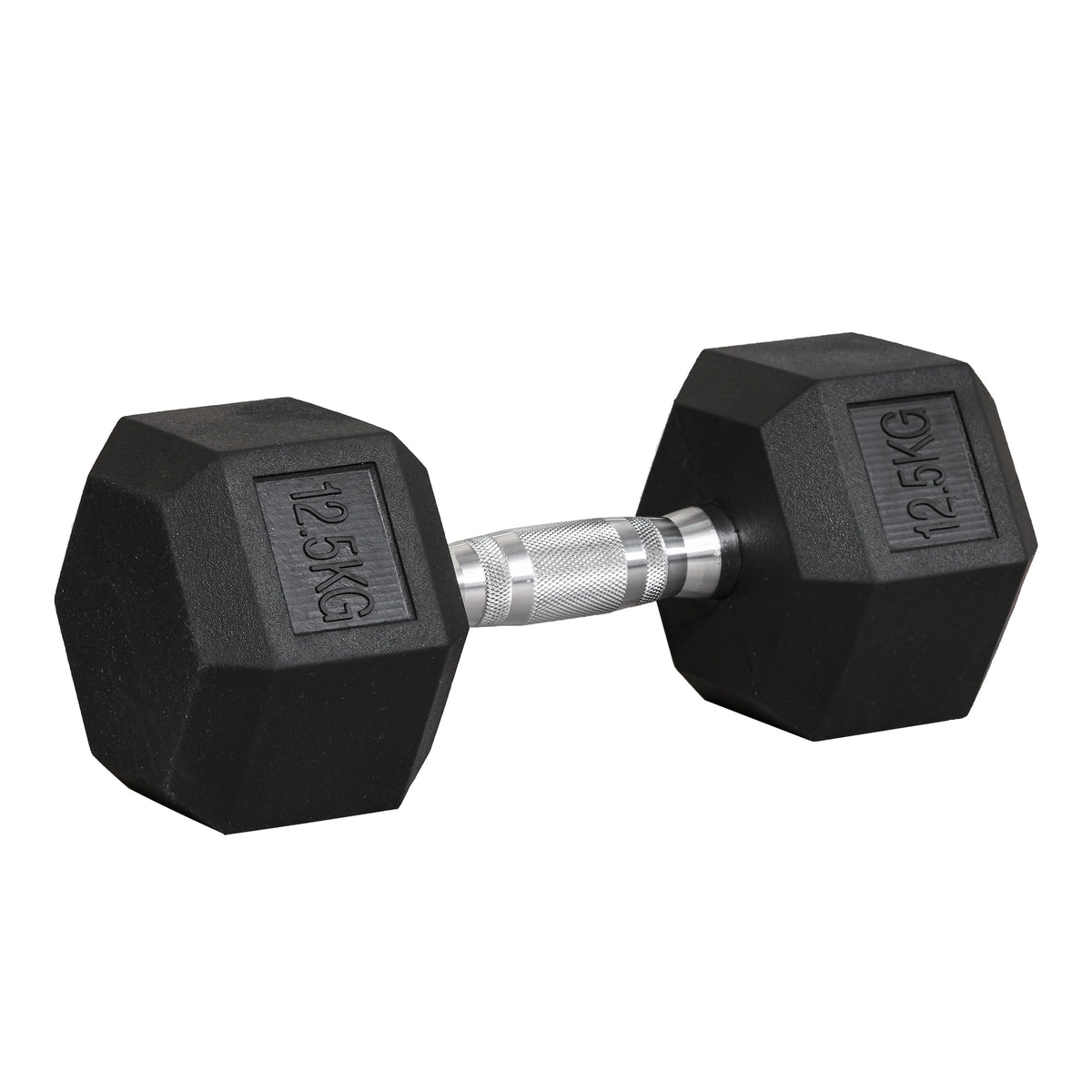 Manubrio da 12.5 kg Esagonale Singolo con Impugnatura Zigrinata Antiscivolo, Nero