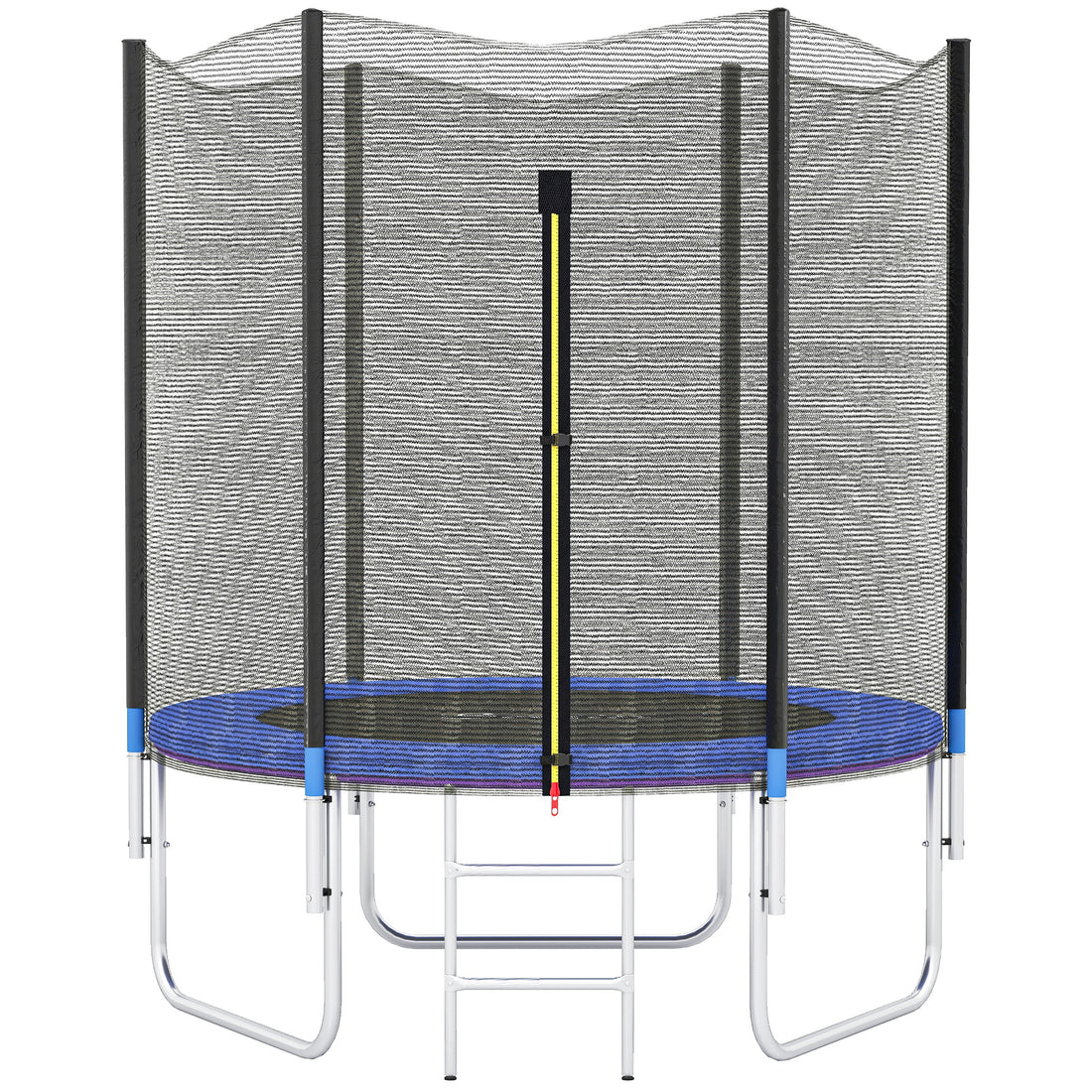 Trampolino Elastico con Scaletta e Rete di Sicurezza, in Acciaio e Plastica, 180x200 cm, Blu