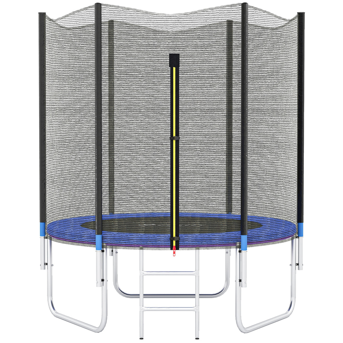 Trampolino Elastico con Scaletta e Rete di Sicurezza, in Acciaio e Plastica, 180x200 cm, Blu