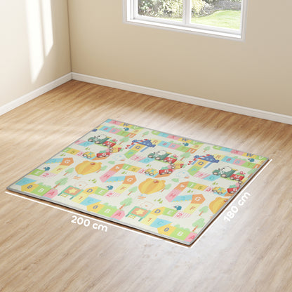 Tappeto per Bambini con Lettere dell'Alfabeto e Superficie Impermeabile in XPE Multicolore, 200x180x1.5 cm