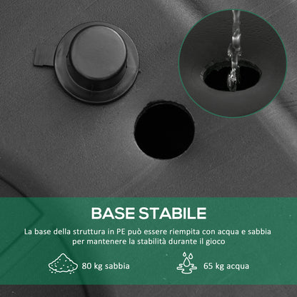 Canestro Basket Altezza Regolabile 160-305cm, Base con Ruote e Struttura in Acciaio, Tabellone in PVC Trasparente