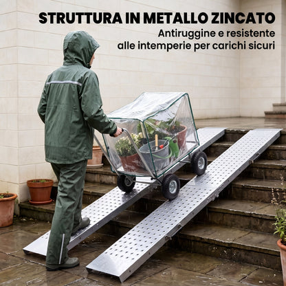 Set 2 Rampe di Carico Pieghevoli, 400 kg, per Moto/ATV/Rimorchio/Pick-up, 180 x 25.5 cm, Argento