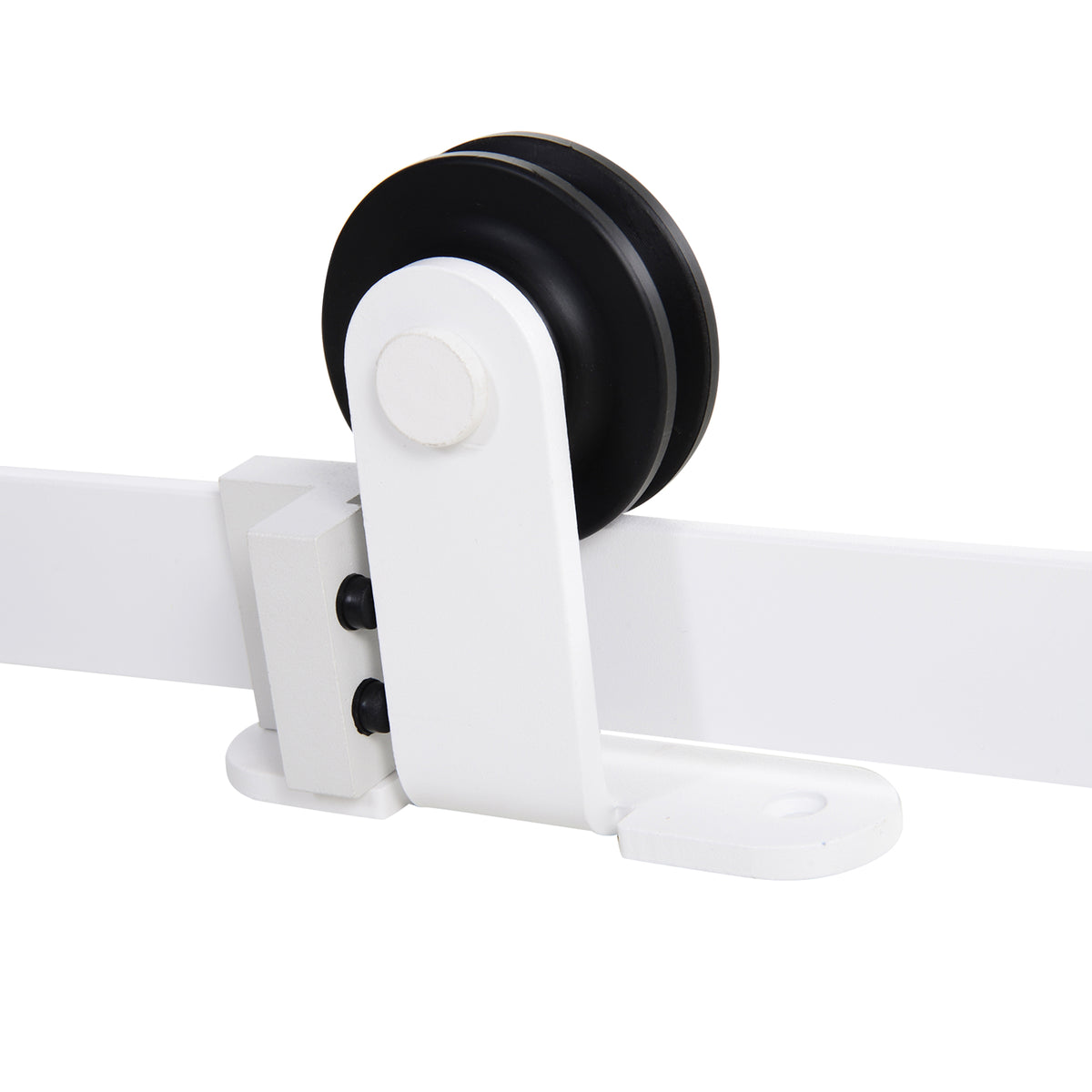 Kit per Porta Scorrevole con Binario 183cm, Rotelle e Minuteria Inclusa, Bianco