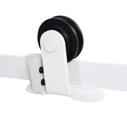 Kit per Porta Scorrevole con Binario 183cm, Rotelle e Minuteria Inclusa, Bianco