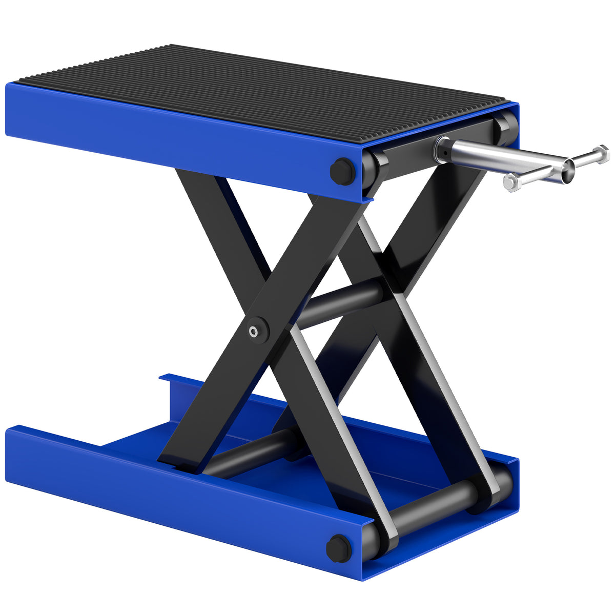 Cavalletto Alzamoto Pieghevole e Antiscivolo in Acciaio e Gomma, 48x22.5x10-37 cm, Blu e Nero